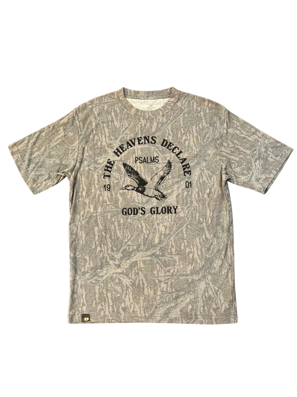 Psalms 19:1 Duck Tee - Washed Mossy Oak Treestand